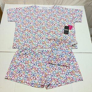 IBKomfortable by IBKUL 2 Piece Pajama Short Set Women Size 2XL NWT Hearts Lounge